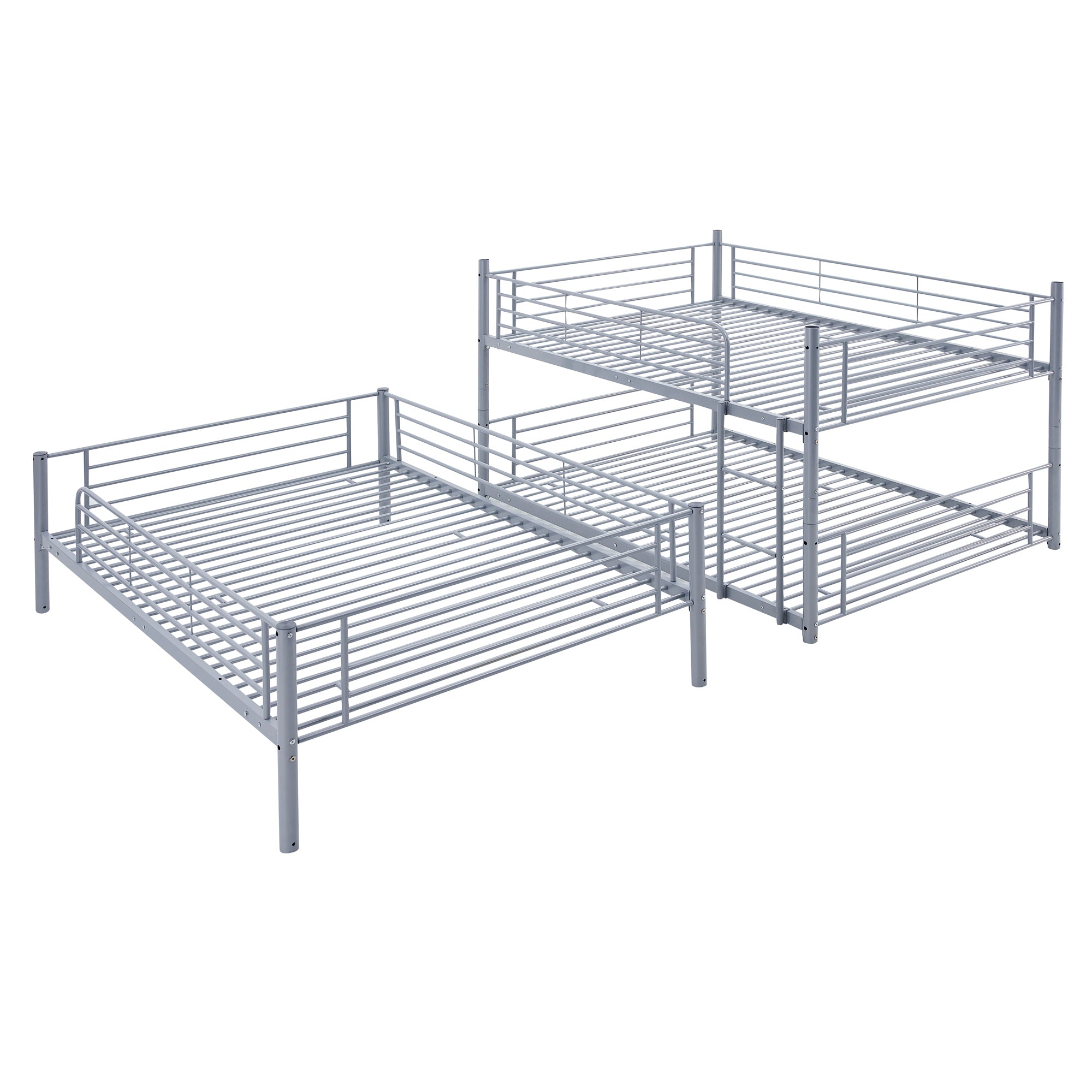 Full-Full-Full Metal  Triple Bed  with Built-in Ladder, Divided into Three Separate Beds,Gray(OLD SKU:LP000297AAE) - Atlantic Fine Furniture Melbourne FL