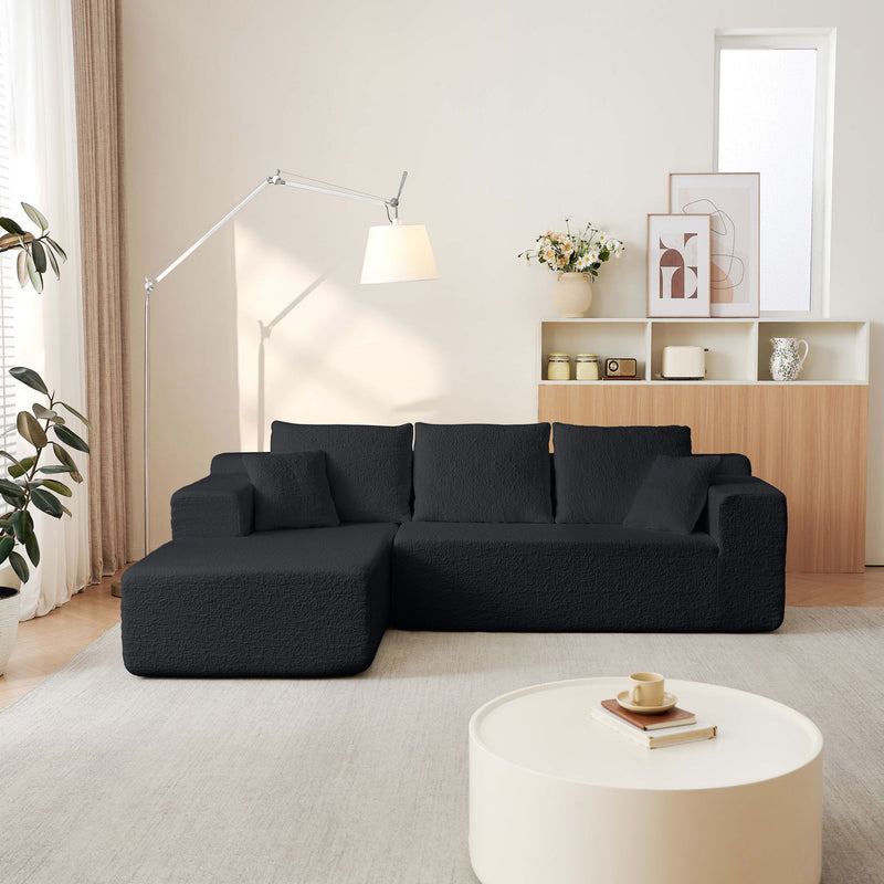 Modular Cloud Sectional Couch With L Shape Chaise, Deep Seat - Black