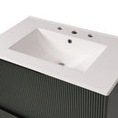 Fluted Bathroom Vanity With Ceramic Sink, Soft Close Slides