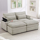 Loveseat Sofa Sectional Convertible With Storage And USB Ports - Gray