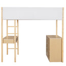 Full Size Teddy FleeceLoft Bed Wood Bed, Natural