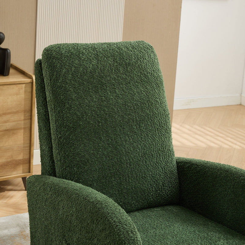 High Back Glider Rocking Chair With Retractable Footrest And Rubber Wood Legs