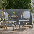 Outdoor Rattan And Aluminum French Bistro Chairs Set
