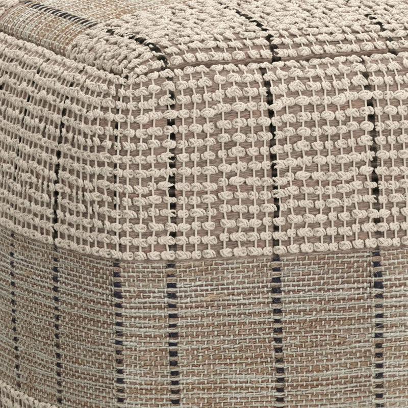 Elmer - Square Woven Pouf - Natural / Gray