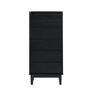 Modern Minimalist 5 Drawer Gallery Top Dresser - Black