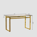 Modern Minimalist Rectangular Dining Table With Tempered Glass Top
