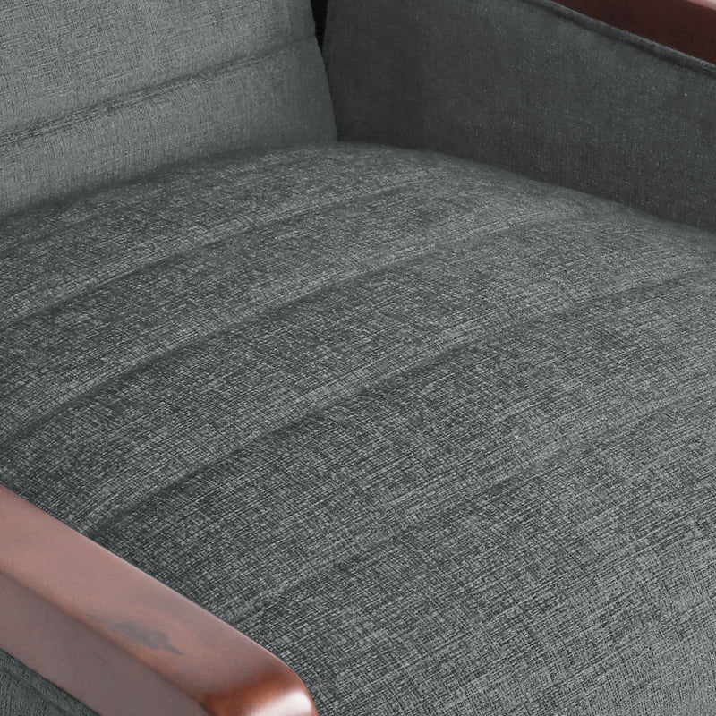 Mendota - Mid Century Modern Fabric Channel Stitch Wood Pushback Recliner - Gray