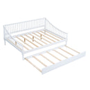 Full Size Daybed with Trundle and Support Legs, White