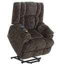 Pacay - Power Recliner With Lift, Heating & Massage - Brown Chenille