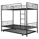 Twin-Over-Twin Metal Bunk Bed With Trundle,Can be Divided into two beds,No Box Spring needed ,Black ( old sku: MF194806AAB )