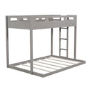 Twin over Full Bunk Bed with Built-in Ladder,Gray