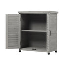 Potting Bench With Storage Cabinet And Metal Table Top For Outdoor