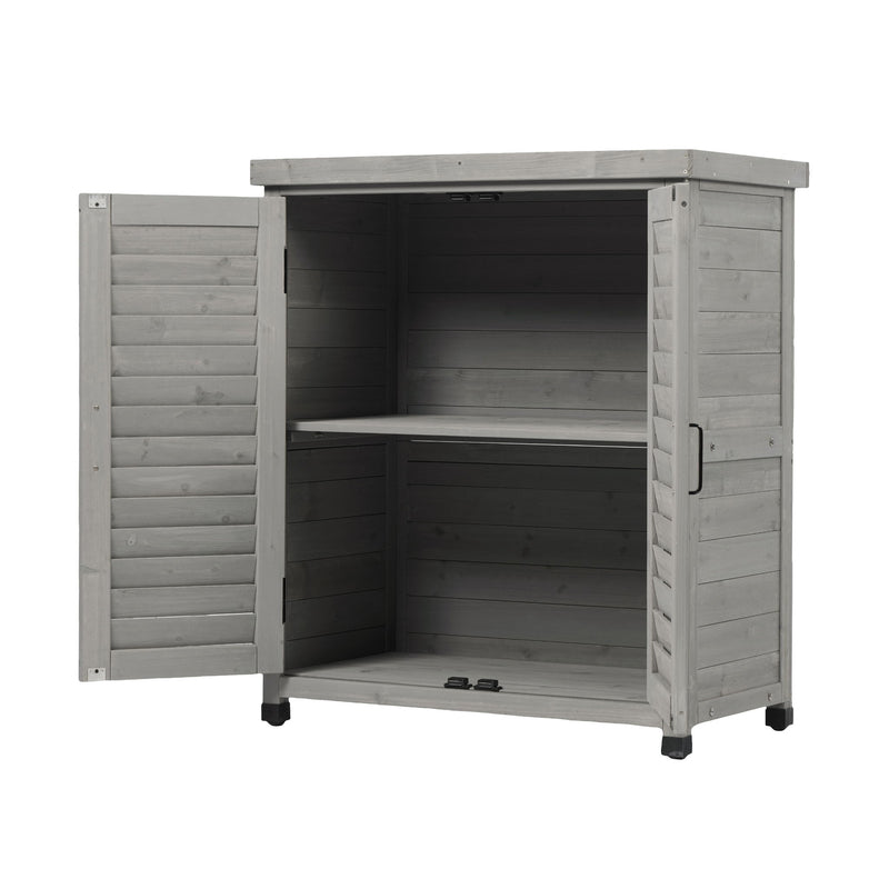Potting Bench With Storage Cabinet And Metal Table Top For Outdoor