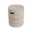 Modern Concrete Side Table With Travertine, Indoor / Outdoor Use - Beige