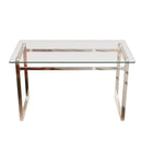 Modern Minimalist Rectangular Dining Table With Tempered Glass Top