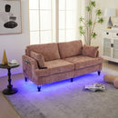 Chenille 2 Seater Sofa With LED Light, USB Charging Port, And Storage Bag