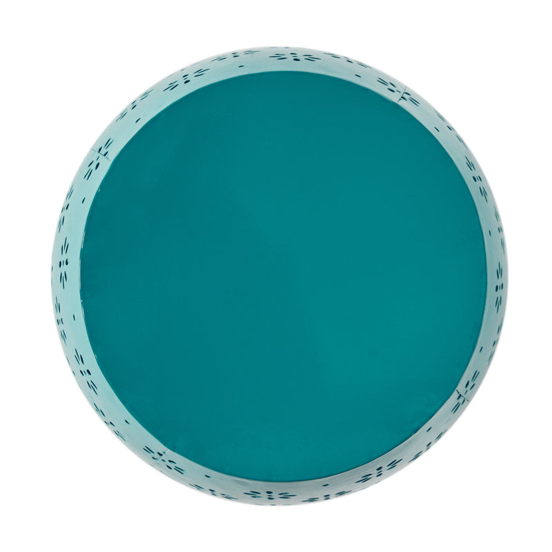 Pastrana - Metal Side Table With Lace Cut Design And Rust Resistant - Teal