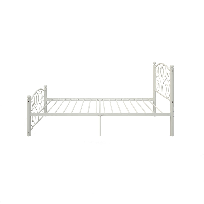 Twin Size Unique Flower Sturdy System Metal Bed Frame with Headboard and Footboard