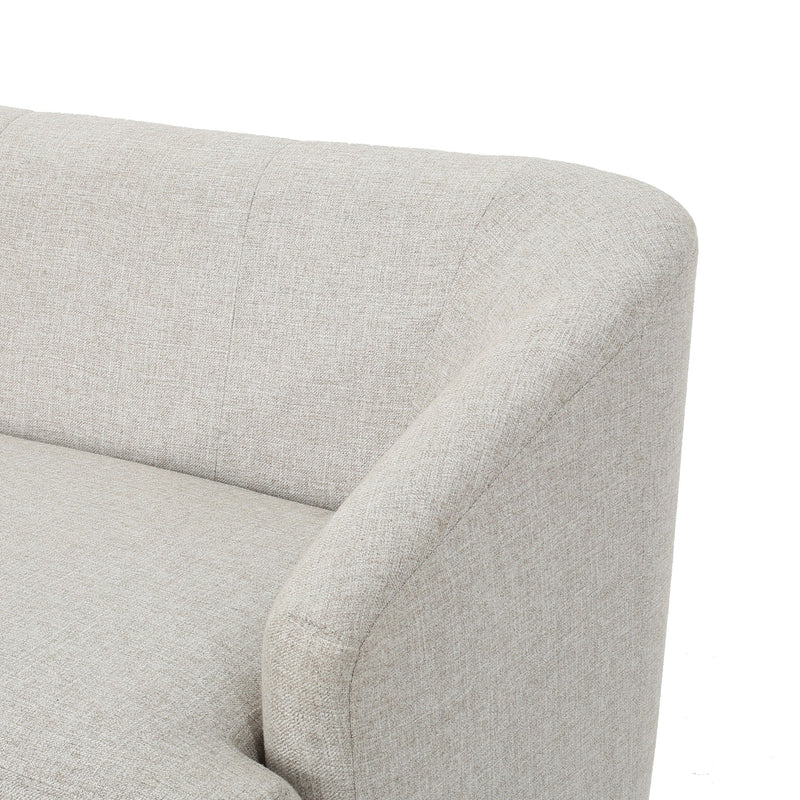 Mid Century Modern Loveseat With Polyester Upholstery And Birch Wood Frame - Beige