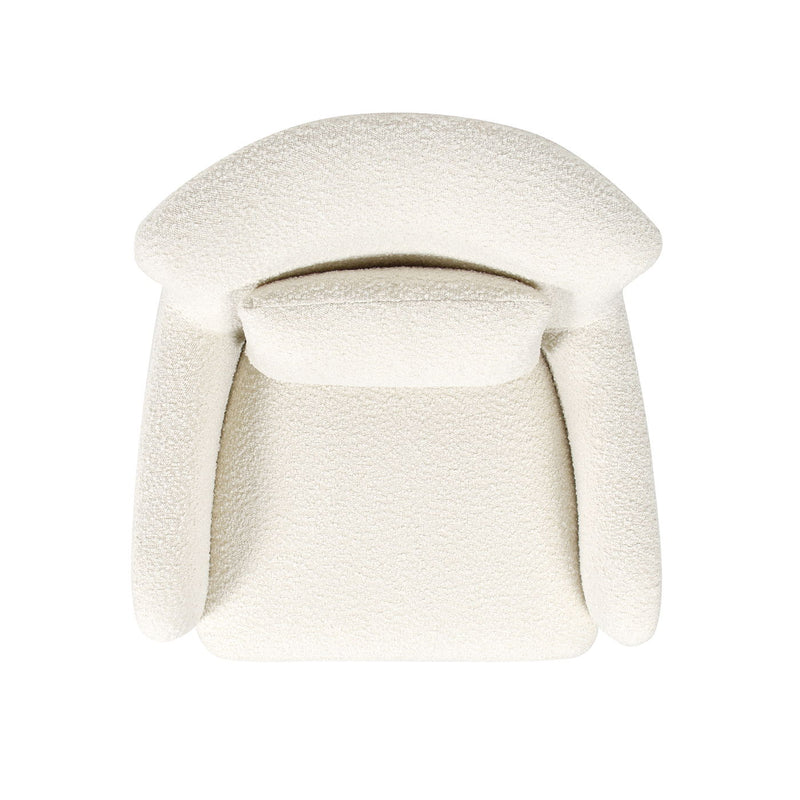 Lune - Curved Arm Accent Chair With Lumbar Pillow - Ivory White