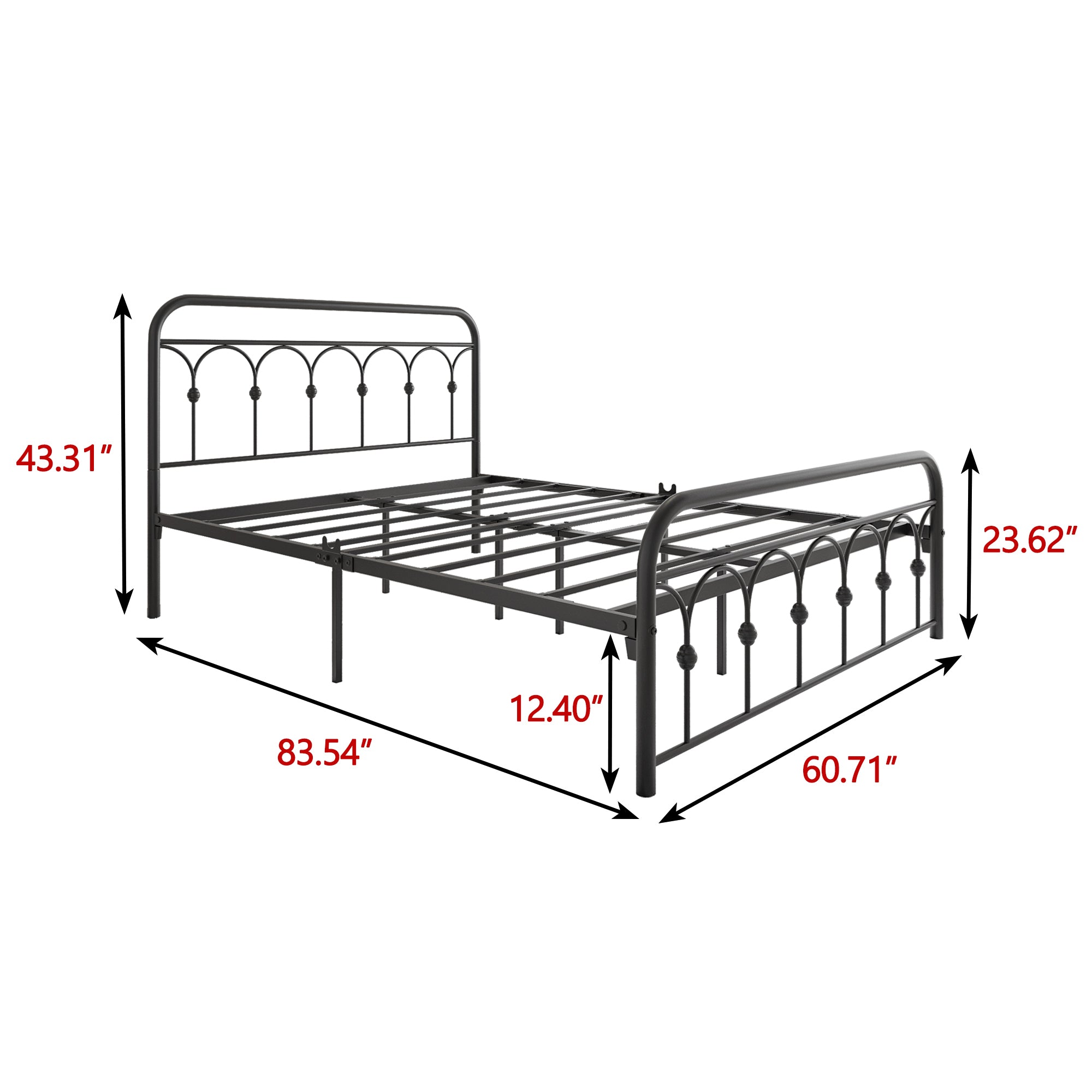 Queen Metal Bed Frame with Headboard and Footboard Platform Queen Size No Box Spring Needed 12.4" Under Bed Storage, Queen Size Black - Atlantic Fine Furniture Melbourne FL