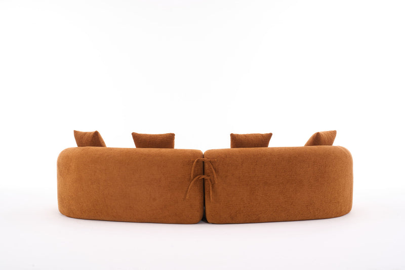 4 Seater Sofa With Chenille Fabric, 30D, 60 Hardness Full Sponge, 4 Pillow For Living Room, Home Furniture Sleeper Sectional Sofa For Apartment