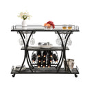Bar Cart Kitchen Bar & Serving Cart For Home With Wheels 3 Tier Storage Shelves - Black / Gray