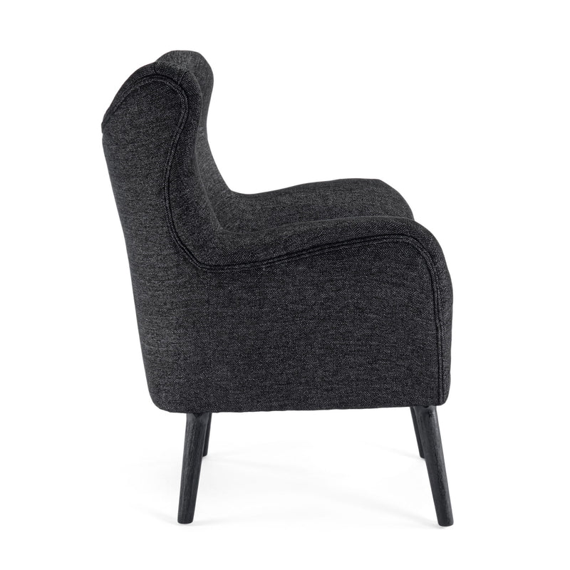 Mid - Century Modern Arm Chair With Wingback Design Wood Legs