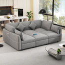 Sectional Sofa Modular U-Shaped With Ottoman & USB Ports
