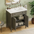 Vintage Bathroom Vanity With Sink, Rustic Cabinet With Soft Close Doors