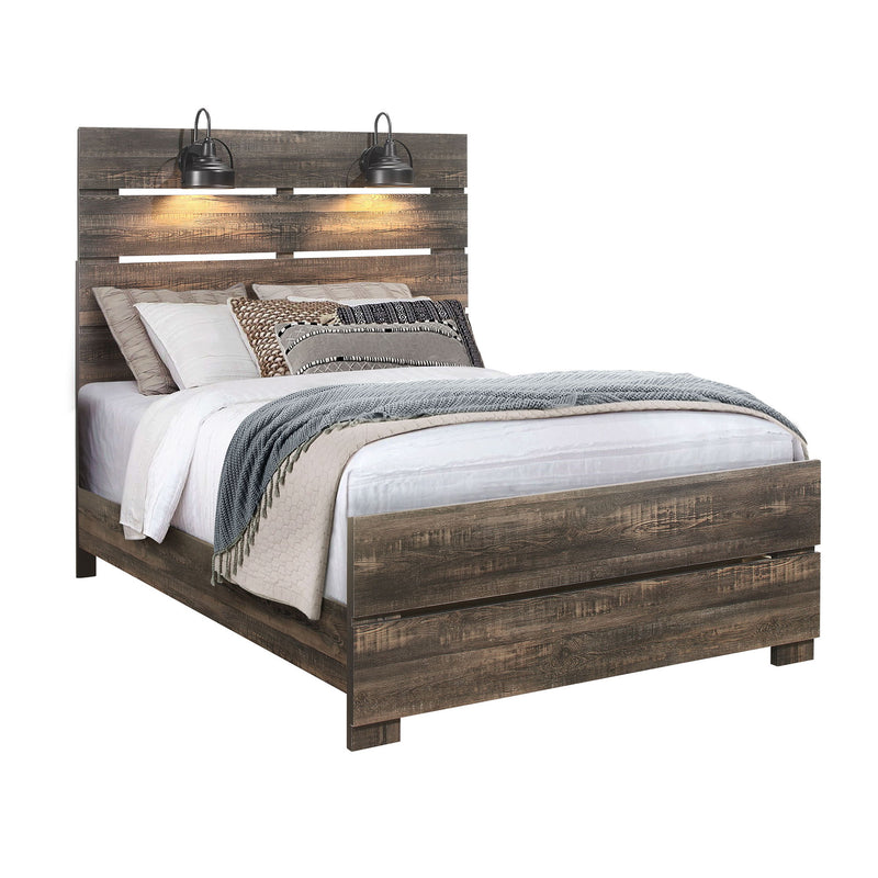Monica - Full Bed With Panel And Slat Headboard - Dark Oak