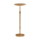 Morven - Adjustable Height Accent Table With Round Metal Top And Pedestal Base - Antique Brass