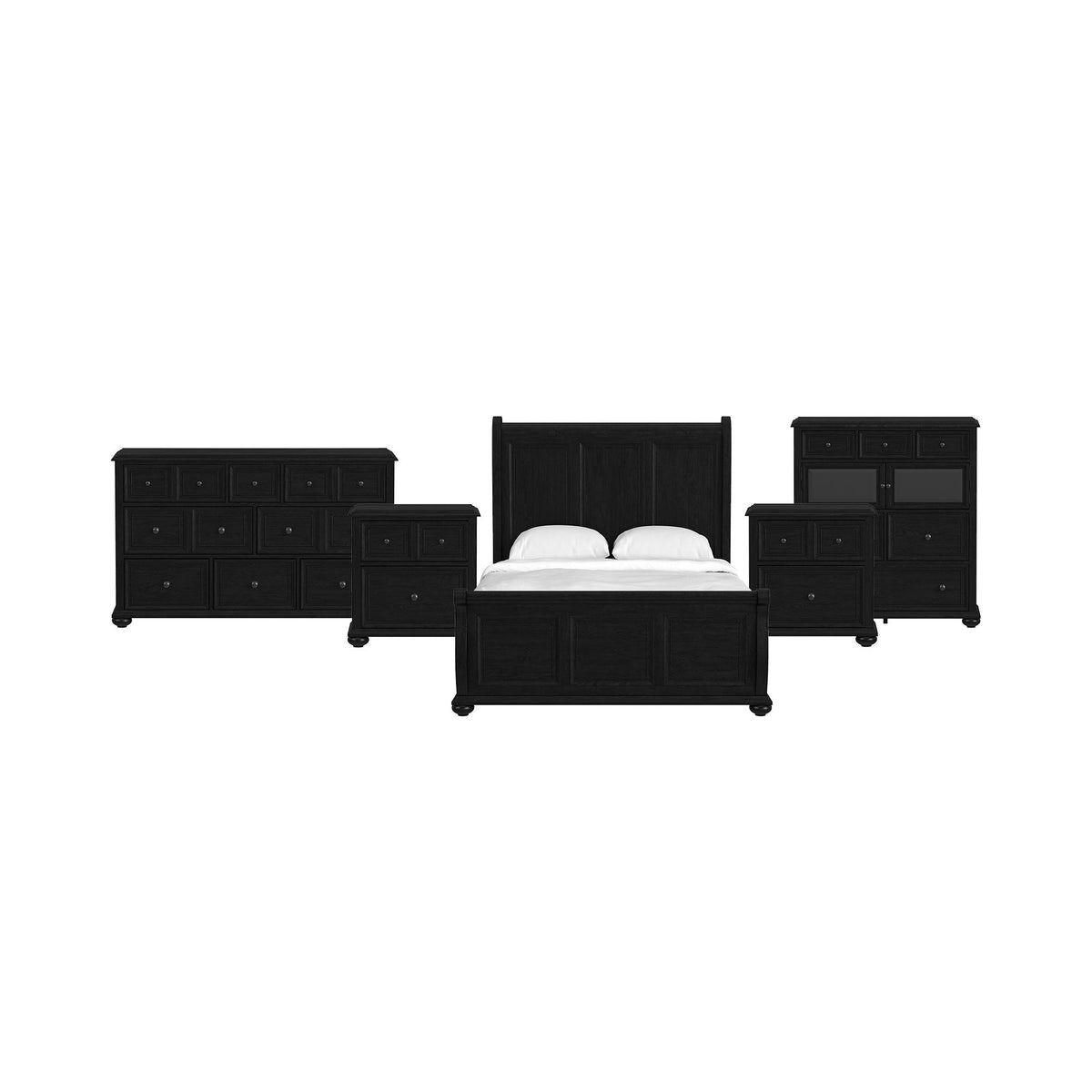 Heritage Sleigh Bedroom Set in Black by Elements International, view 12