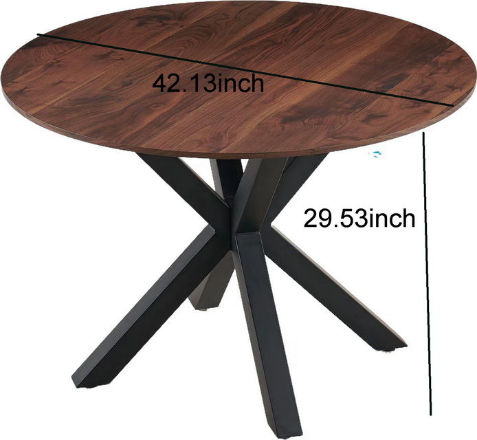 Table Mid-Century Dining Table For 4 - 6 People With Round MDF Table Top, Pedestal Dining Table, End Table Leisure Coffee Table, Cross Leg