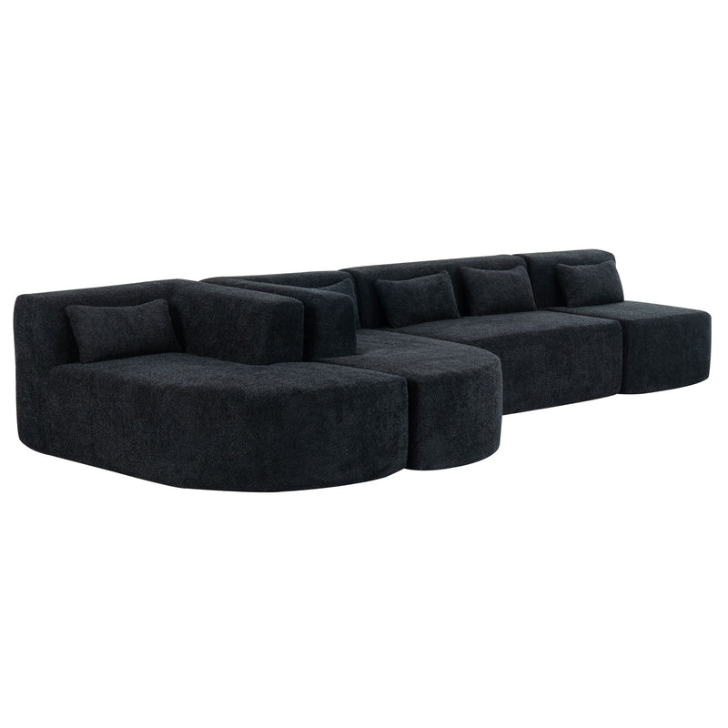 Upholstered Sofa Free Combined Sofa Couch With Two Chaise Lounge And Five Back Pillows For Living Room