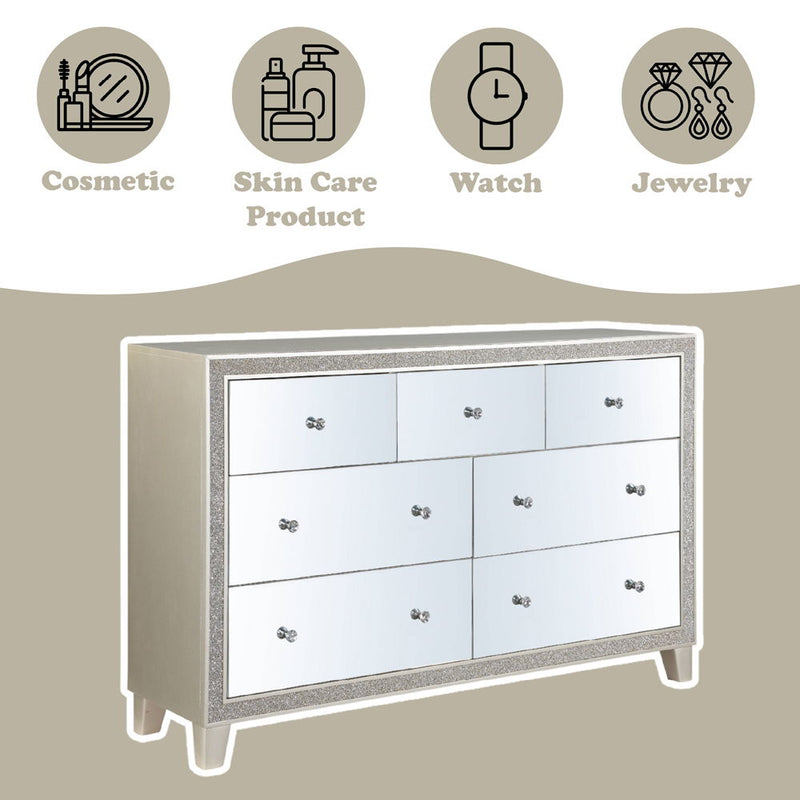 Sliverfluff - Dresser - Mirrored & Champagne Finish - Atlantic Fine Furniture Inc