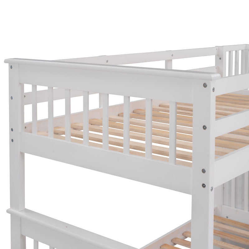 Stairway Twin Over Twin Bunk Bed With Three Drawers For Bedroom, Dorm