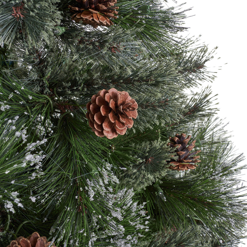 Cashmere And Snow Bristle Mixed Christmas Tree With Pine Cones - Green