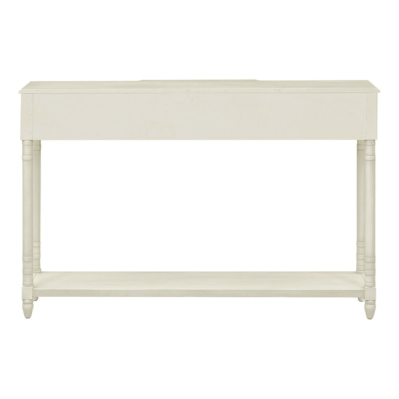 Console Table Sofa Table With Drawers For Entryway With Projecting Drawers And Long Shelf