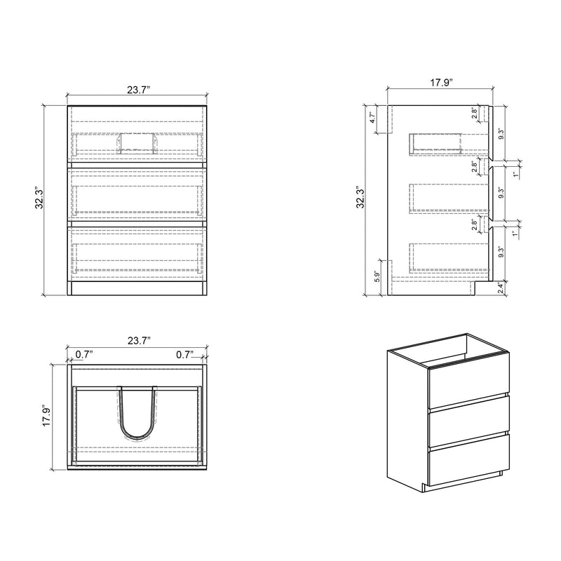 Alice - Bathroom Vanity With Sink, Large Storage Freestanding Bathroom Vanity For Modern Bathroom, One-Piece Sink Basin Without Drain And Faucet