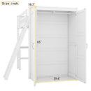 Twin size Loft Bed with Desk, Shelves and Wardrobe-White