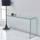 Elegant Transparent Tempered Glass Console Table With Rounded Edges, Modern Sofa Table - Clear