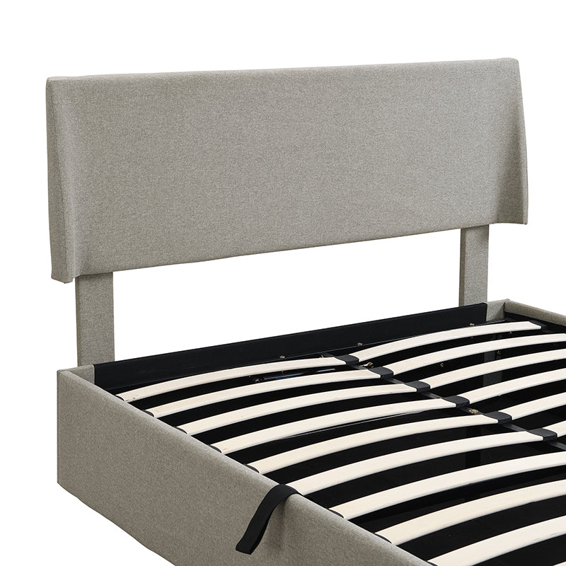 Full Size Sleigh Bed with Side-Tilt Hydraulic Storage System, Linen Upholstery, Gray - Atlantic Fine Furniture Melbourne FL