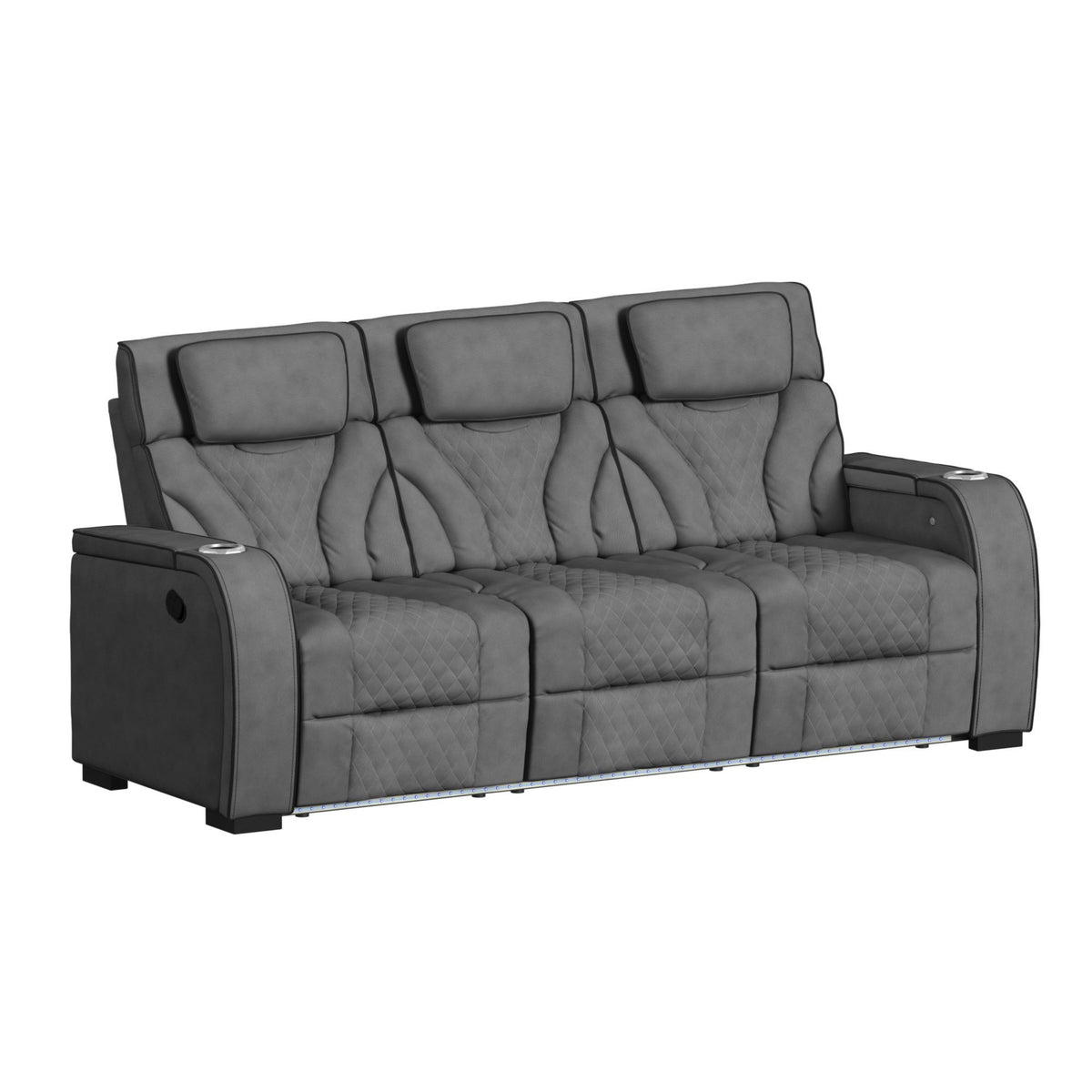 Blitz Motion Sofa With DDT, Reading Light, Wireless Charger And LED in Dark Gray by Elements International, view 2