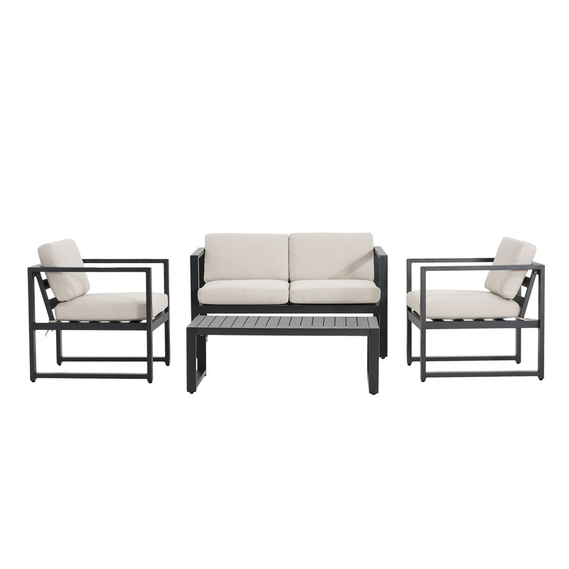 Navan - 4 Pieces Chat Set - Black / Beige