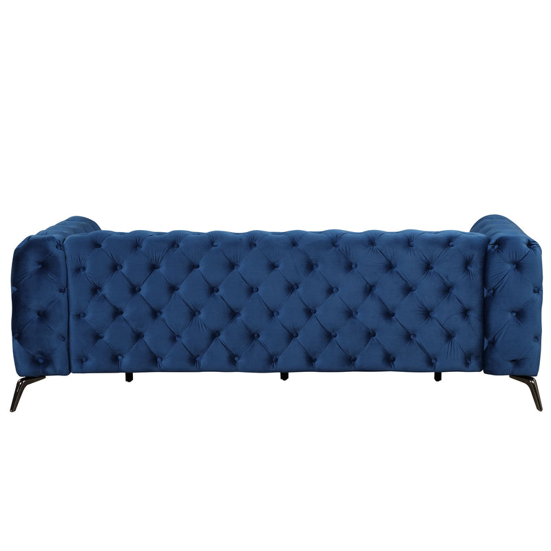 Velvet Upholstered Sofa With Sturdy Metal Legs, Modern Sofa Couch With Button Tufted Back, 3 Seater Sofa Couch For Living Room, Apartment, Home Office