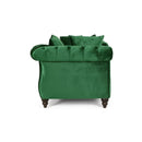 Lunarix - Velvet Fabric Chaise Lounge With Diamond Stitching And Turned Legs - Emerald
