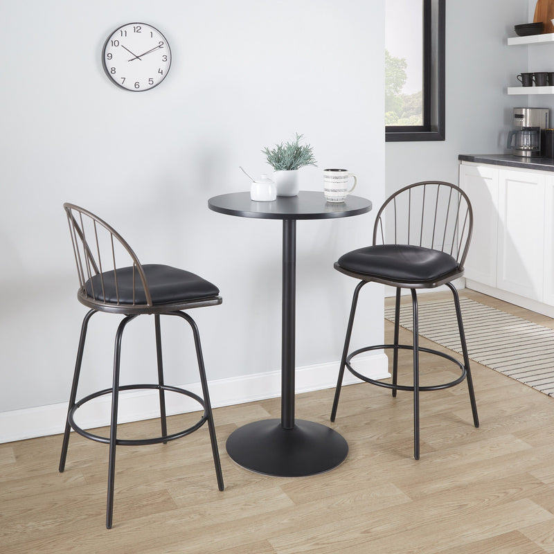 Riley - Claire Farmhouse Fixed Height Counter Stool With Swivel With Round Footrest (Set of 2)