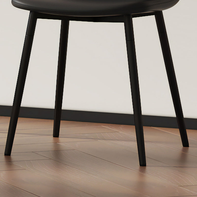 Modern Medieval Style Cushioned Side Chairs Set With Black Metal Legs For Kitchens