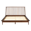 Mid-Century Modern Solid Wood Platform Bed Frame With Spindle Headboard